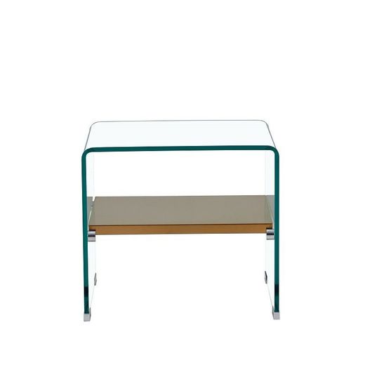 Poitiers Side Table in Tempered Glass and Transparent/Gold Stainless Steel, 50x40x45 cm