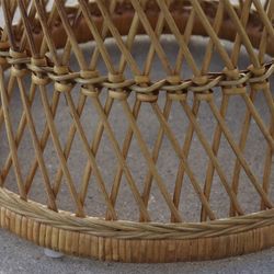 Mesa Auxiliar de Jardín Redonda de Ratán Natural, 60x50 cm