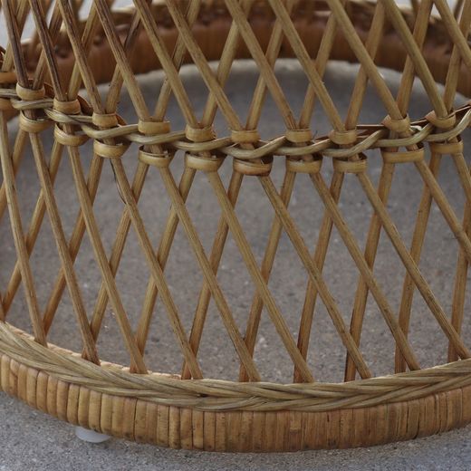 Mesa Auxiliar de Jardín Redonda de Ratán Natural, 60x50 cm