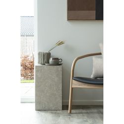 Table d'appoint rectangulaire en bois effet marbre beige, 30 x 30 x 50 cm | Prague