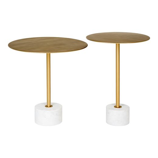 Table d'appoint ronde en acier doré, 41 x 41 x 58 cm | Lecco