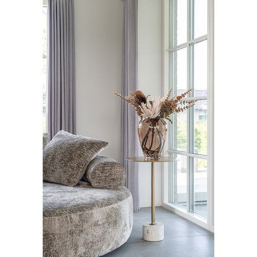 Table d'appoint ronde en acier doré, 41 x 41 x 58 cm | Lecco