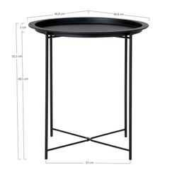 Table d'appoint ronde en acier noir, 47 x 47 x 50 cm | Bastia