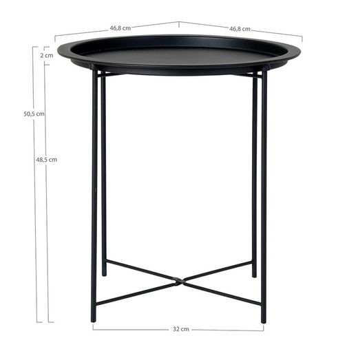Table d'appoint ronde en acier noir, 47 x 47 x 50 cm | Bastia