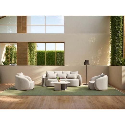 Rundt aluminium sidebord i hvid, 40 x 40 x 48,5 cm | Rødbrun