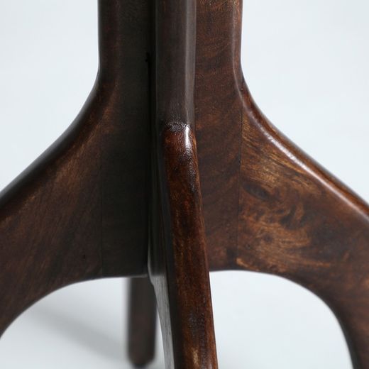 Runder Beistelltisch aus Hartglas und Mangoholz in Schwarz und Braun, 50 x 50 x 51 cm | Bickerton