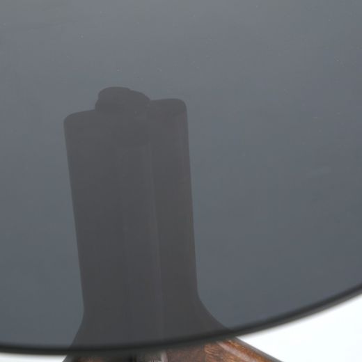 Runder Beistelltisch aus Hartglas und Mangoholz in Schwarz und Braun, 50 x 50 x 51 cm | Bickerton