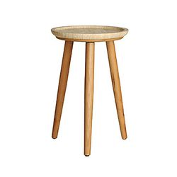 Ronde bijzettafel van berkenhout en marmer in natuurlijk bruin en beige, 43 x 43 x 58 cm | Video