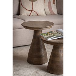 Table d'appoint ronde en bois de manguier marron, 40 x 40 x 41 cm | Takala