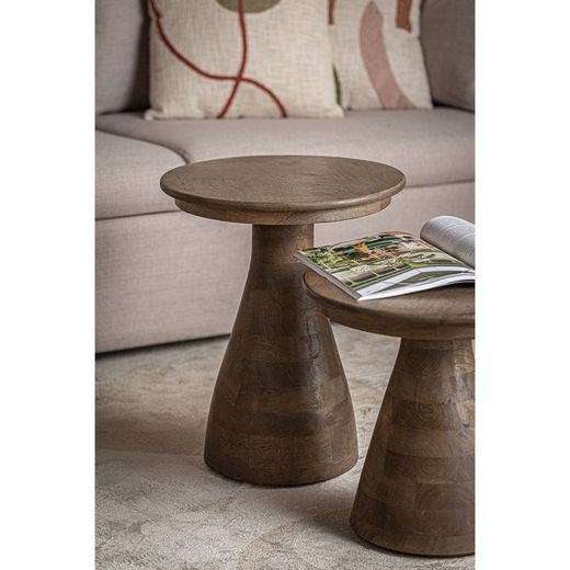 Table d'appoint ronde en bois de manguier marron, 40 x 40 x 50 cm | Takala