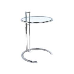 Eg Table d'Appoint Ronde en Verre et Acier Inoxydable Argent/Transparent, Ø50x56/91 cm