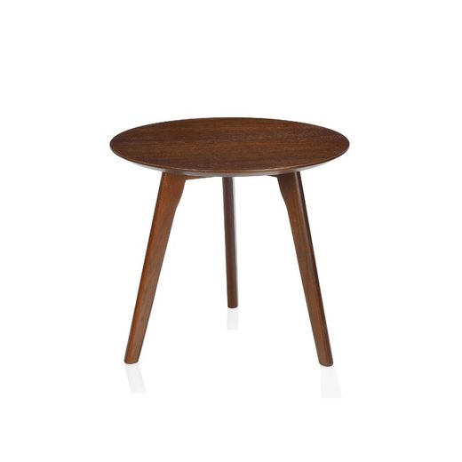 Round walnut wood side table, 50x50x45cm