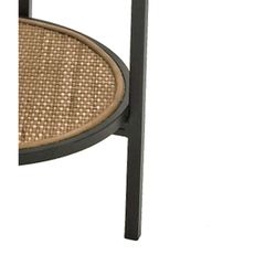 Set of 2 Oksama side tables made of metal, glass and black/natural rattan