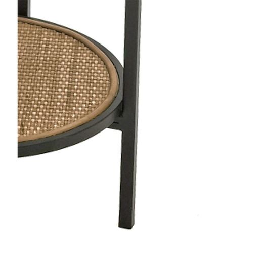 Set of 2 Oksama side tables made of metal, glass and black/natural rattan