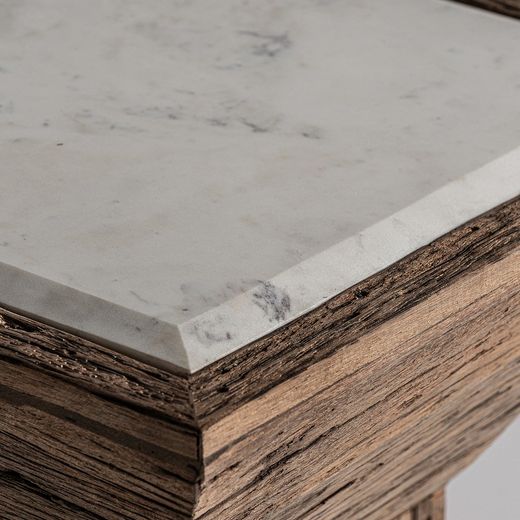 Samsun sidebord lavet af genbrugt fyrretræ i natur/hvid, 50 x 50 x 61 cm