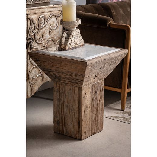 Samsun sidebord lavet af genbrugt fyrretræ i natur/hvid, 50 x 50 x 61 cm