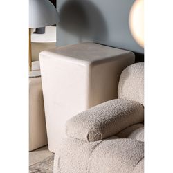 Vasto Beistelltisch aus weißem Stein, 49 x 49 x 74 cm