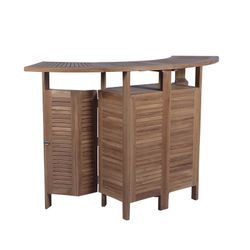 Table de bar de jardin pliante en bois de teck naturel, 178 x 50 x 110 cm | Candon