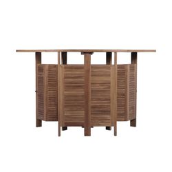 Table de bar de jardin pliante en bois de teck naturel, 178 x 50 x 110 cm | Candon