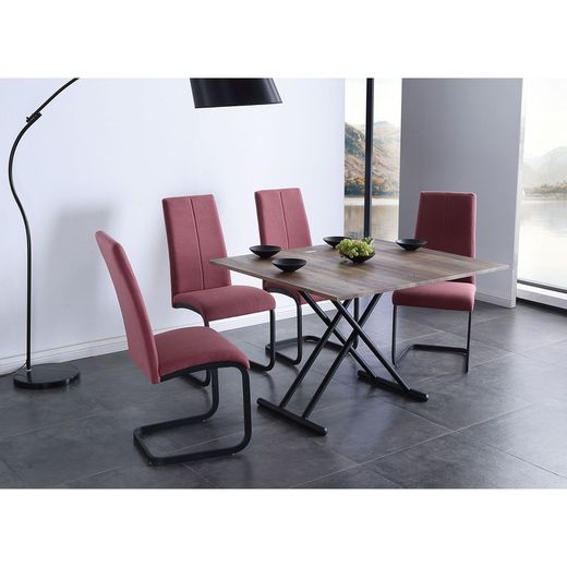 Hefbare houten salontafel in donker naturel en zwart, 100 x 50/100 x 48/74 cm | op neer