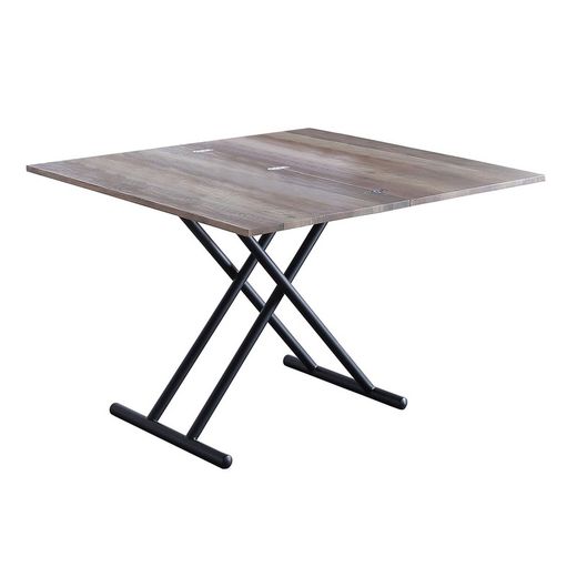 Hefbare houten salontafel in donker naturel en zwart, 100 x 50/100 x 48/74 cm | op neer