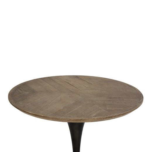 Højt spisebord i naturtræ og sort metal, 75x75x108 cm