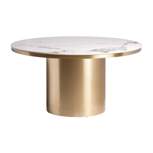 Table à manger Astach en pierre naturelle frittée, 150 x 150 x 76 cm