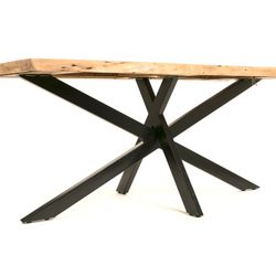 Natural Acacia and Black Metal Dining Table, 180x90x78 cm