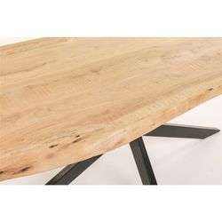 Natural Acacia and Black Metal Dining Table, 180x90x78 cm