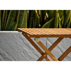 Outdoor dining table in natural eucalyptus, 48 x 48 x 46 cm | savona