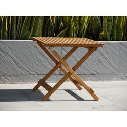 Outdoor dining table in natural eucalyptus, 48 x 48 x 46 cm | savona