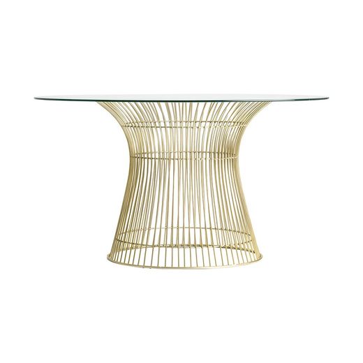 Tavolo da pranzo in vetro e ferro Gold Reut, Ø130x74cm