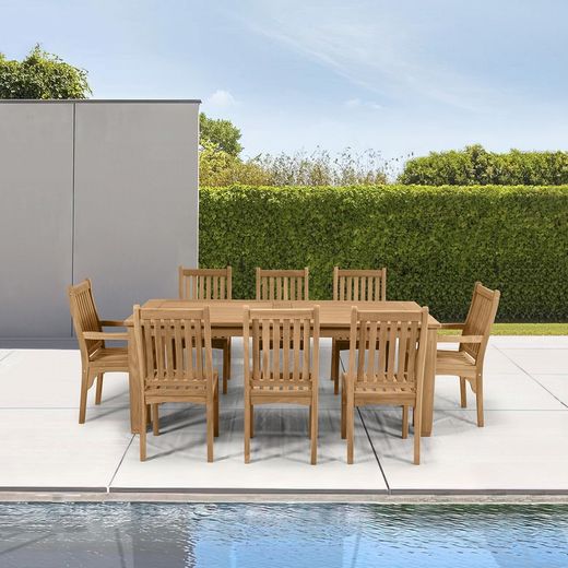 Τραπεζαρία κήπου από ξύλο teak Honey, 210 x 100 x 78,5 cm | Danao