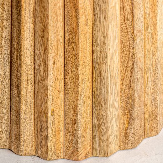 White/Wood Plissé Mango Wood Dining Table, Ø120x79cm