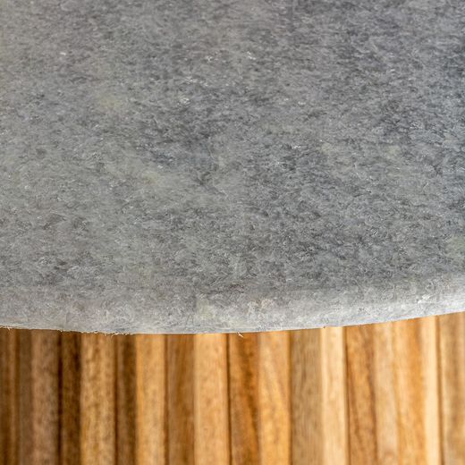 White/Wood Plissé Mango Wood Dining Table, Ø120x79cm