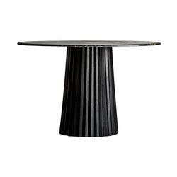 Zwarte plissé eettafel van mangohout, Ø120x79cm