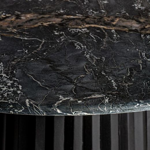 Zwarte plissé eettafel van mangohout, Ø120x79cm