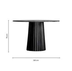 Zwarte plissé eettafel van mangohout, Ø120x79cm