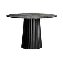 Zwarte plissé eettafel van mangohout, Ø120x79cm