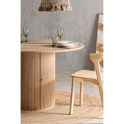 Table à manger en bois de Paulownia de couleur naturelle, Ø 120 x 77 cm | Skagen