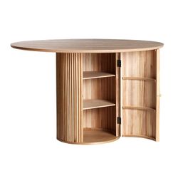 Table à manger en bois de Paulownia de couleur naturelle, Ø 120 x 77 cm | Skagen