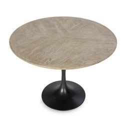 Matbord i naturträ och metall, 100x100x75 cm