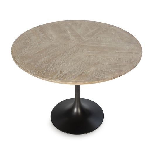 Matbord i naturträ och metall, 100x100x75 cm