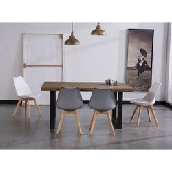 Donker naturel/zwart hout en metalen eettafel, 160 x 100 x 75 cm | zolder