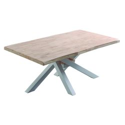 Natural/white wood and metal dining table, 180 x 100 x 76 cm | Xena