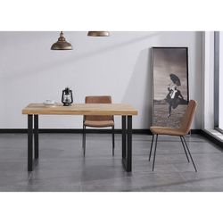 Tavolo da pranzo in legno naturale/nero e metallo, 140 x 80 x 76,5 cm | Naturale