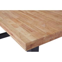 Eettafel naturel/zwart hout en metaal, 160 x 100 x 75 cm | zolder