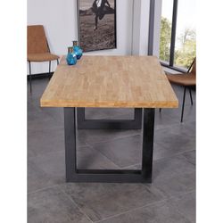 Eettafel naturel/zwart hout en metaal, 160 x 100 x 75 cm | zolder