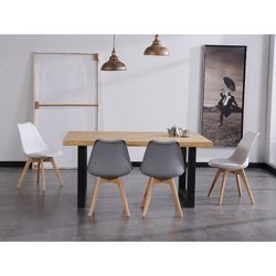 Eettafel naturel/zwart hout en metaal, 160 x 100 x 75 cm | zolder