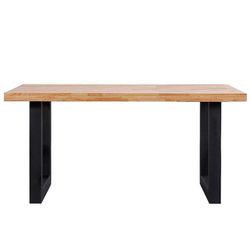 Eettafel naturel/zwart hout en metaal, 160 x 100 x 75 cm | zolder
